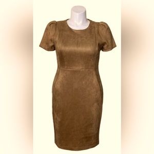 Calvin Klein NWT Women's Size 10 Scuba Suede Petal Short Sleeve Sheath Dress
